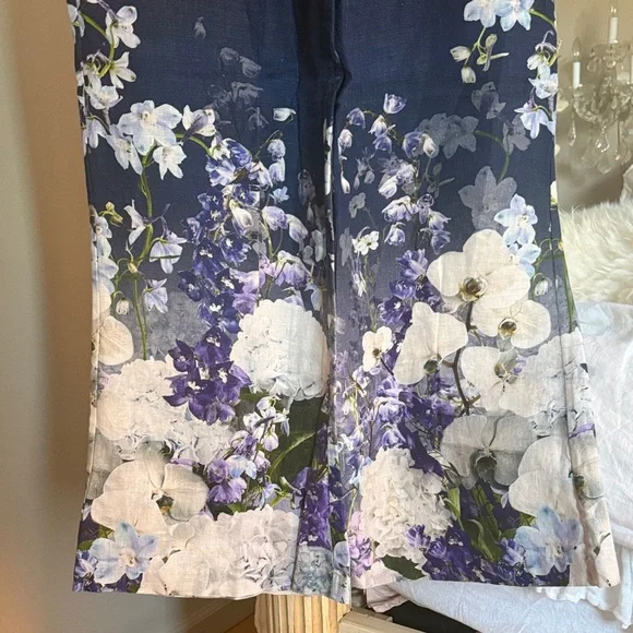 Zimmermann Navy Floral Pants with Belt